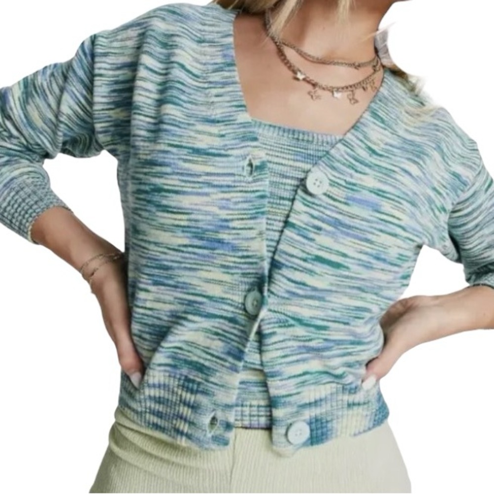 Hollister Blue Green Knit Cardigan